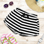 Black And White Striped Pattern Print Women's Shorts