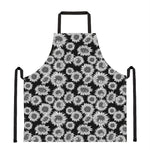 Black And White Sunflower Pattern Print Apron