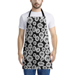 Black And White Sunflower Pattern Print Apron
