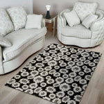 Black And White Sunflower Pattern Print Area Rug