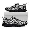 Black And White Sunflower Pattern Print Black Sneakers