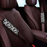 Black And White Sunflower Pattern Print Car Seat Belt Covers