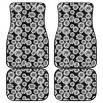 Black And White Sunflower Pattern Print Front and Back Car Floor Mats