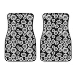 Black And White Sunflower Pattern Print Front Car Floor Mats