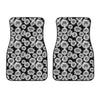 Black And White Sunflower Pattern Print Front Car Floor Mats