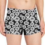 Black And White Sunflower Pattern Print Men's Boxer Briefs