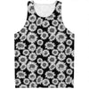 Black And White Sunflower Pattern Print Men's Tank Top