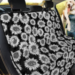 Black And White Sunflower Pattern Print Pet Car Back Seat Cover