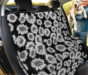 Black And White Sunflower Pattern Print Pet Car Back Seat Cover