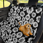 Black And White Sunflower Pattern Print Pet Car Back Seat Cover