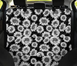 Black And White Sunflower Pattern Print Pet Car Back Seat Cover