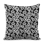 Black And White Sunflower Pattern Print Pillow Cover