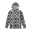 Black And White Sunflower Pattern Print Pullover Hoodie