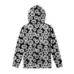 Black And White Sunflower Pattern Print Pullover Hoodie