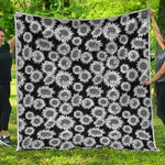 Black And White Sunflower Pattern Print Quilt