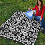 Black And White Sunflower Pattern Print Quilt