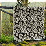 Black And White Sunflower Pattern Print Quilt