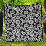 Black And White Sunflower Pattern Print Quilt