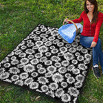 Black And White Sunflower Pattern Print Quilt