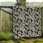 Black And White Sunflower Pattern Print Quilt