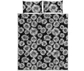 Black And White Sunflower Pattern Print Quilt Bed Set