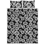 Black And White Sunflower Pattern Print Quilt Bed Set