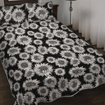 Black And White Sunflower Pattern Print Quilt Bed Set