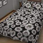 Black And White Sunflower Pattern Print Quilt Bed Set