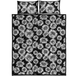 Black And White Sunflower Pattern Print Quilt Bed Set