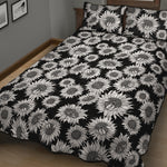 Black And White Sunflower Pattern Print Quilt Bed Set