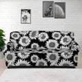 Black And White Sunflower Pattern Print Sofa Cover