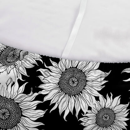 Black And White Sunflower Pattern Print Sofa Cover