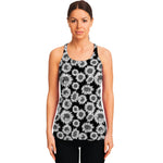 Black And White Sunflower Pattern Print Women's Racerback Tank Top