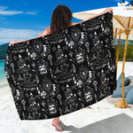 Black And White Supernatural Wicca Print Beach Sarong Wrap
