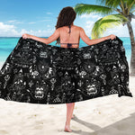 Black And White Supernatural Wicca Print Beach Sarong Wrap