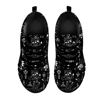 Black And White Supernatural Wicca Print Black Sneakers