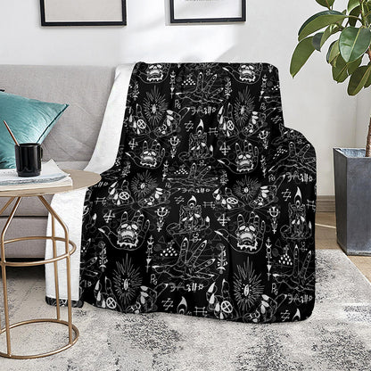 Black And White Supernatural Wicca Print Blanket