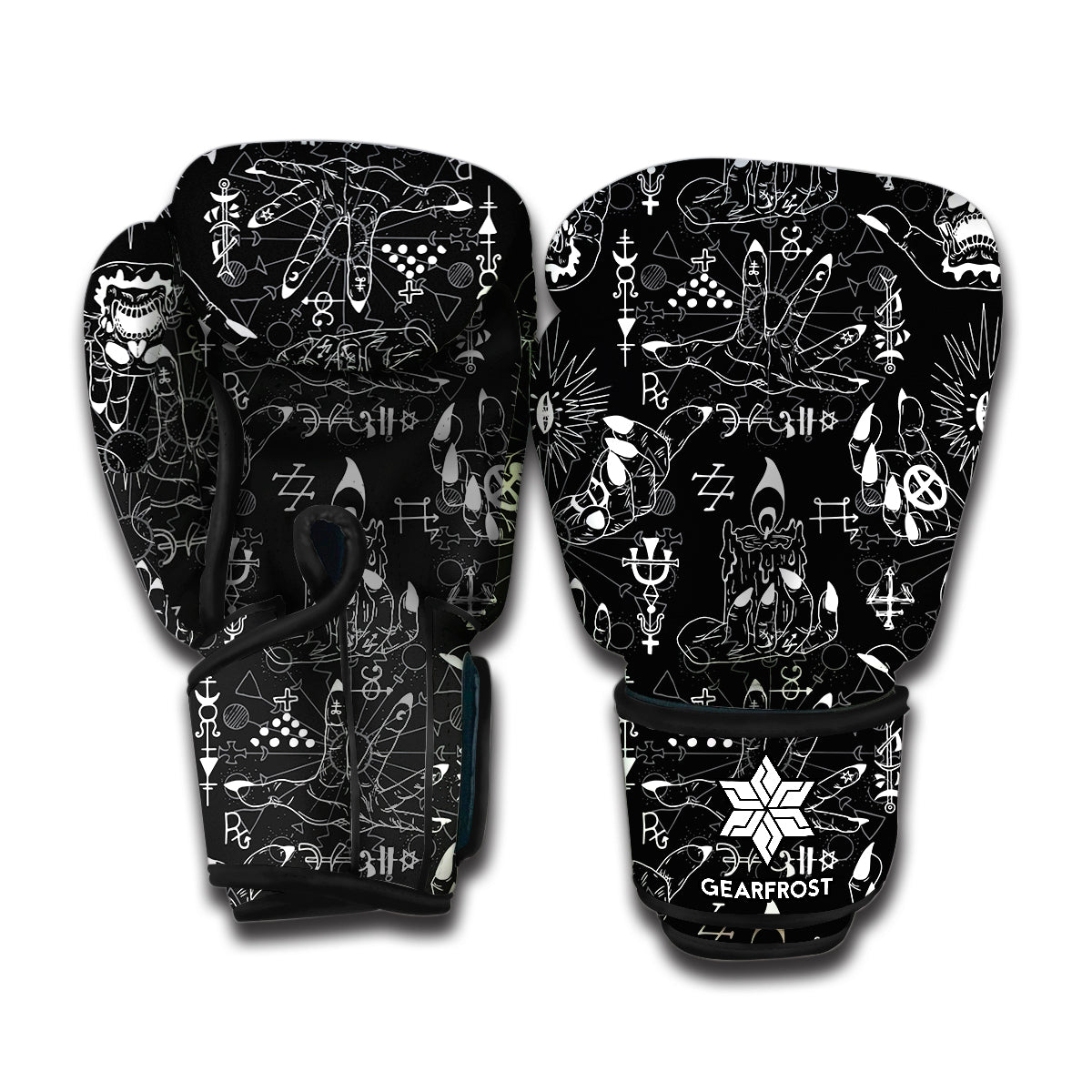 Black And White Supernatural Wicca Print Boxing Gloves