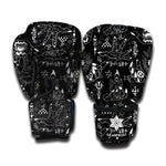 Black And White Supernatural Wicca Print Boxing Gloves
