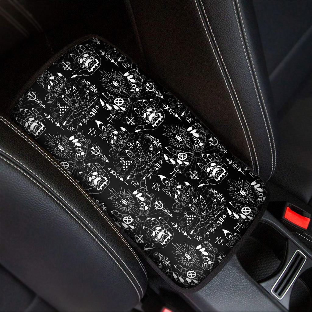Black And White Supernatural Wicca Print Car Center Console Cover