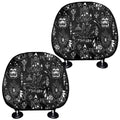 Black And White Supernatural Wicca Print Car Headrest Covers