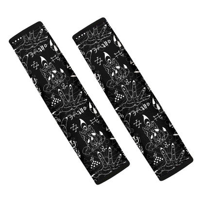 Black And White Supernatural Wicca Print Car Seat Belt Covers