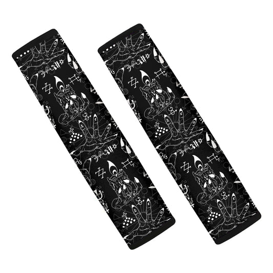 Black And White Supernatural Wicca Print Car Seat Belt Covers
