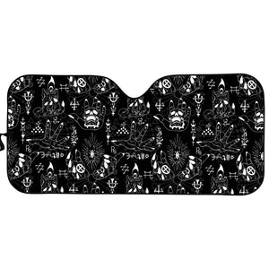 Black And White Supernatural Wicca Print Car Sun Shade