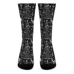 Black And White Supernatural Wicca Print Crew Socks