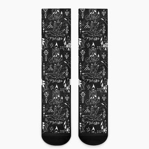 Black And White Supernatural Wicca Print Crew Socks