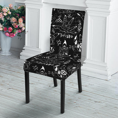Black And White Supernatural Wicca Print Dining Chair Slipcover
