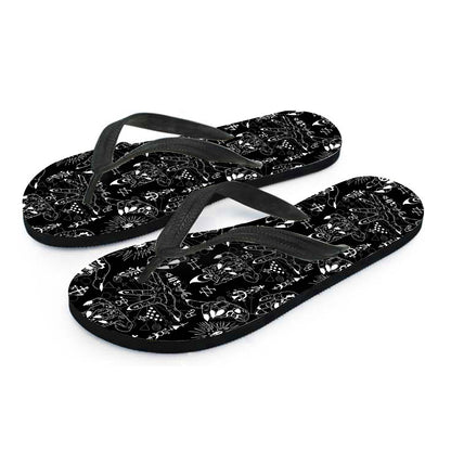 Black And White Supernatural Wicca Print Flip Flops