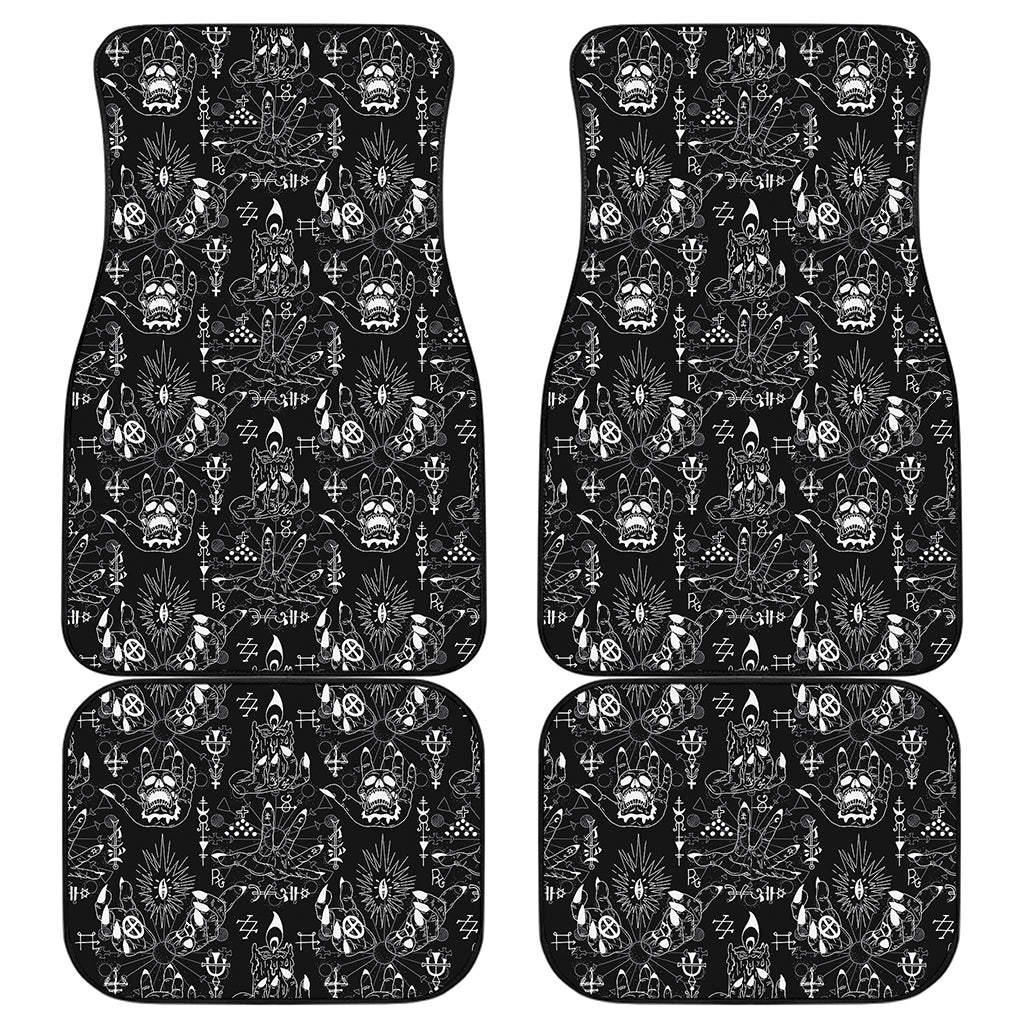 Black And White Supernatural Wicca Print Front and Back Car Floor Mats