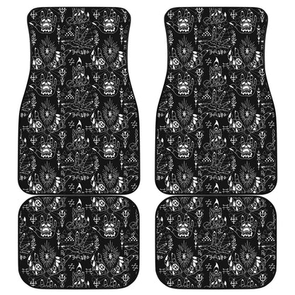 Black And White Supernatural Wicca Print Front and Back Car Floor Mats